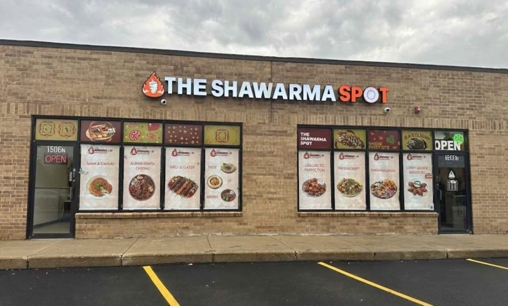 The Shawarma Spot storefront on Algonquin Road in Palatine, Illinois