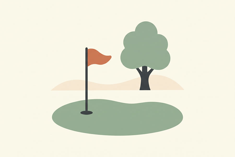 A golf green, illustrated