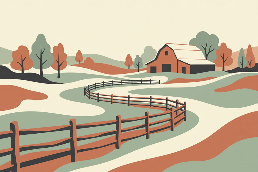 Open parkland, illustrated